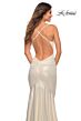 La Femme 30500 Soft Cowl Neckline Metallic Jersey Dress