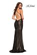 La Femme 30500 Soft Cowl Neckline Metallic Jersey Dress