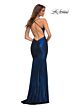 La Femme 30500 Soft Cowl Neckline Metallic Jersey Dress