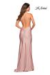 La Femme 30504 Ruched Crisscross Bodice High Slit Dress