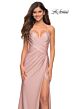 La Femme 30504 Ruched Crisscross Bodice High Slit Dress