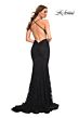 La Femme 30511 Crisscross Back V-Neck Lace Dress