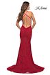 La Femme 30511 Crisscross Back V-Neck Lace Dress