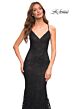 La Femme 30511 Crisscross Back V-Neck Lace Dress
