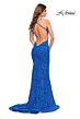 La Femme 30511 Crisscross Back V-Neck Lace Dress