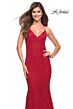 La Femme 30511 Crisscross Back V-Neck Lace Dress