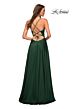 La Femme 30512 Satin A-Line Ruched Crisscross Bodice Dress