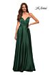 La Femme 30512 Satin A-Line Ruched Crisscross Bodice Dress
