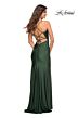 La Femme 30522 Ruched Crisscross Lace-Up Back Jersey Dress