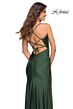 La Femme 30522 Ruched Crisscross Lace-Up Back Jersey Dress