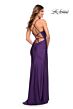 La Femme 30522 Ruched Crisscross Lace-Up Back Jersey Dress