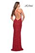 La Femme 30523 Criss Cross Back V-Neck Sequin Dress