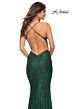 La Femme 30523 Criss Cross Back V-Neck Sequin Dress