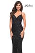 La Femme 30523 Criss Cross Back V-Neck Sequin Dress