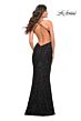 La Femme 30523 Criss Cross Back V-Neck Sequin Dress