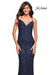 La Femme 30523 Criss Cross Back V-Neck Sequin Dress