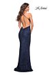 La Femme 30523 Criss Cross Back V-Neck Sequin Dress