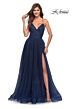 La Femme 30536 A-Line Ruched Surplice Bodice Dress