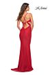 La Femme 30545 Plunging Neck Ruched Cutout Dress
