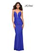 La Femme 30545 Plunging Neck Ruched Cutout Dress