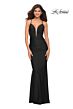 La Femme 30545 Plunging Neck Ruched Cutout Dress
