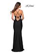 La Femme 30545 Plunging Neck Ruched Cutout Dress