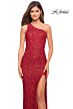 La Femme 30562 Exposed Back One Shoulder Sequin Dress