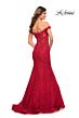 La Femme 30564 Sheer Back Off-The-Shoulder Neck Dress