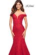 La Femme 30564 Sheer Back Off-The-Shoulder Neck Dress