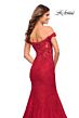 La Femme 30564 Sheer Back Off-The-Shoulder Neck Dress