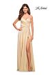 La Femme 30571 Jersey Ruched Crisscross A-Line Dress