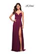 La Femme 30571 Jersey Ruched Crisscross A-Line Dress
