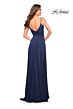 La Femme 30571 Jersey Ruched Crisscross A-Line Dress