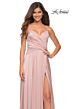 La Femme 30571 Jersey Ruched Crisscross A-Line Dress