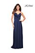 La Femme 30571 Jersey Ruched Crisscross A-Line Dress