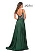 La Femme 30580 Scoop Back A-Line Satin Dress