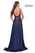 La Femme 30580 Scoop Back A-Line Satin Dress