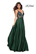 La Femme 30580 Scoop Back A-Line Satin Dress