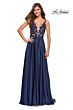 La Femme 30580 Scoop Back A-Line Satin Dress