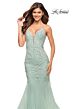 La Femme 30584 Crisscross Back Beaded Trumpet Dress