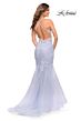 La Femme 30584 Crisscross Back Beaded Trumpet Dress