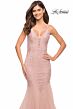 La Femme 30584 Crisscross Back Beaded Trumpet Dress