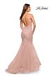 La Femme 30584 Crisscross Back Beaded Trumpet Dress