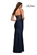 La Femme 30589 Sheer Corset Back Spaghetti Strap Dress