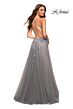 La Femme 30591 High Slit A-Line Applique Dress