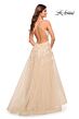 La Femme 30591 High Slit A-Line Applique Dress