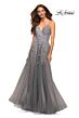 La Femme 30591 High Slit A-Line Applique Dress
