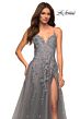 La Femme 30591 High Slit A-Line Applique Dress