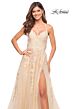 La Femme 30591 High Slit A-Line Applique Dress