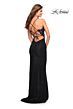 La Femme 30595 Plunging Neck High Slit Lace Dress
